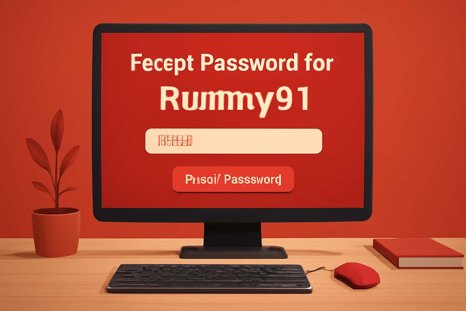 An informative scene depicting the process of recovering a password for Rummy91.