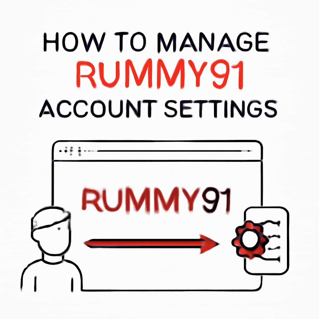 An illustration displaying account settings and features for Rummy91.