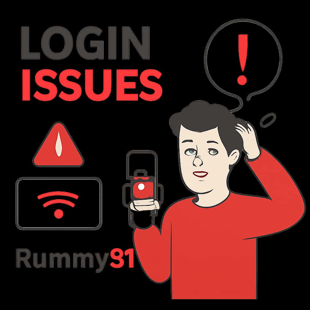 An educational diagram illustrating common issues faced during Rummy91 login.