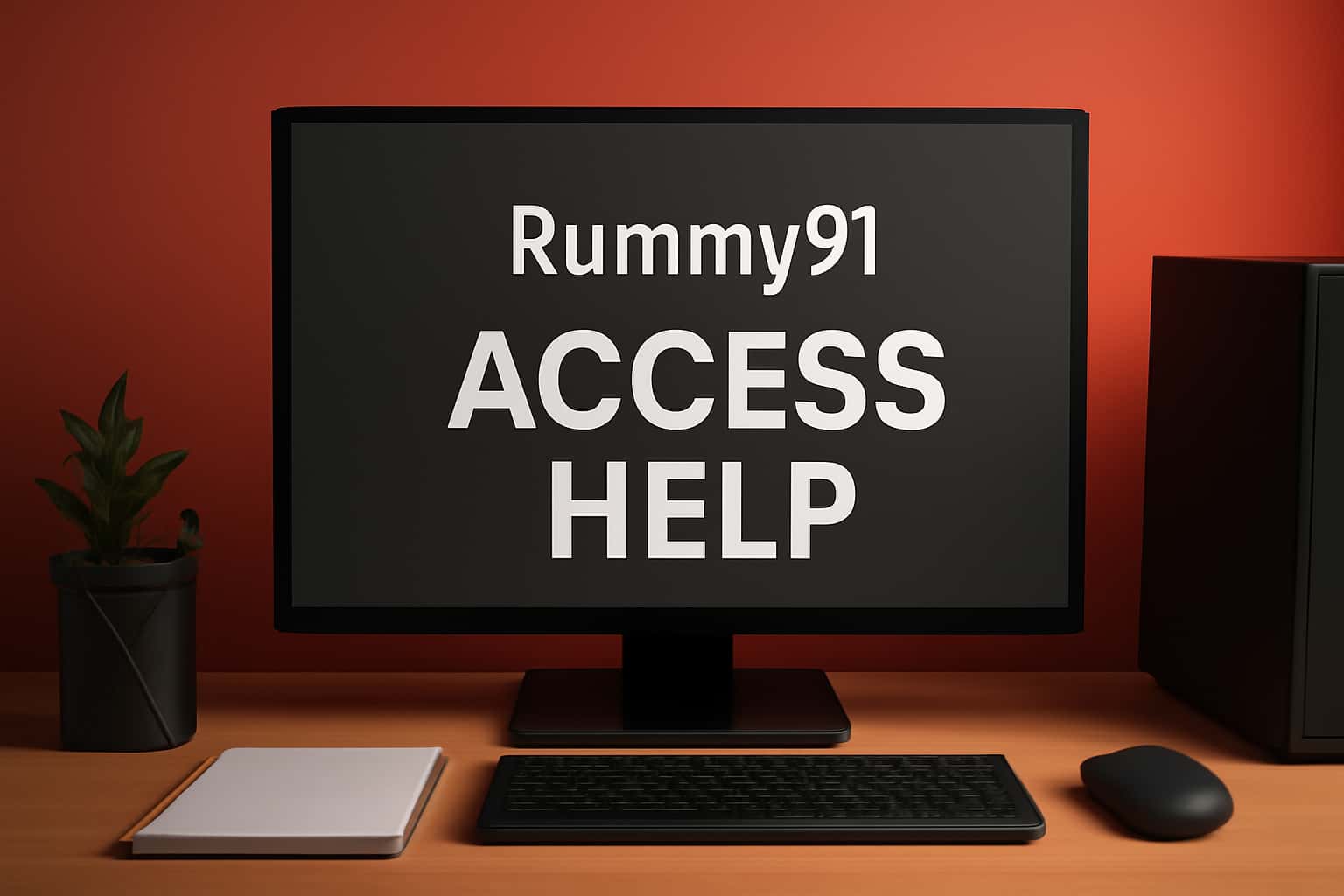 An informational scene depicting Rummy91 Access Help with the text prominently displayed.