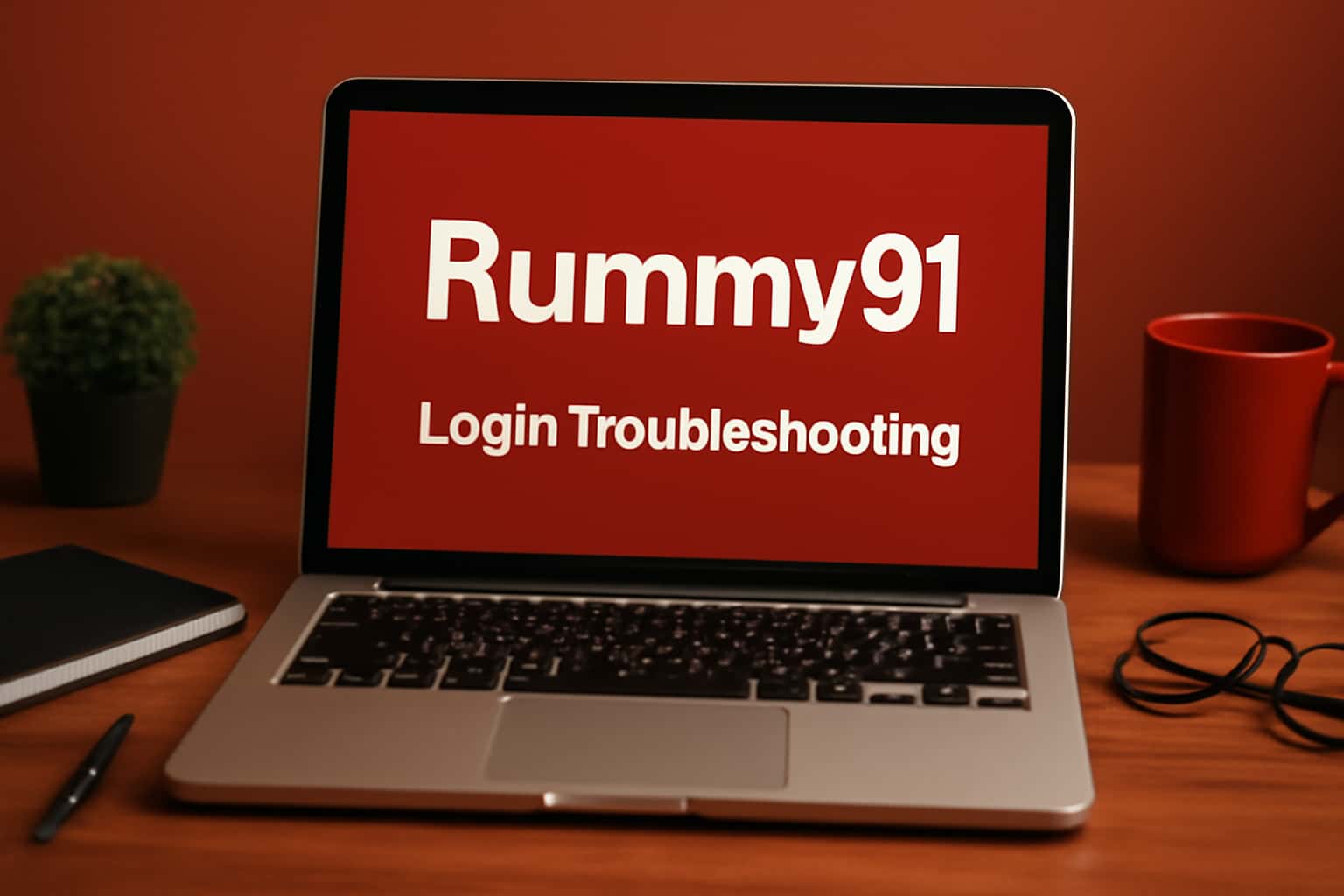 An informational scene illustrating troubleshooting for Rummy91 login issues.