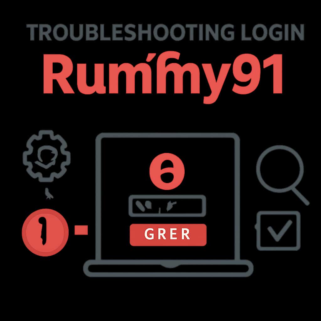 An educational diagram illustrating troubleshooting steps for Rummy91 login.